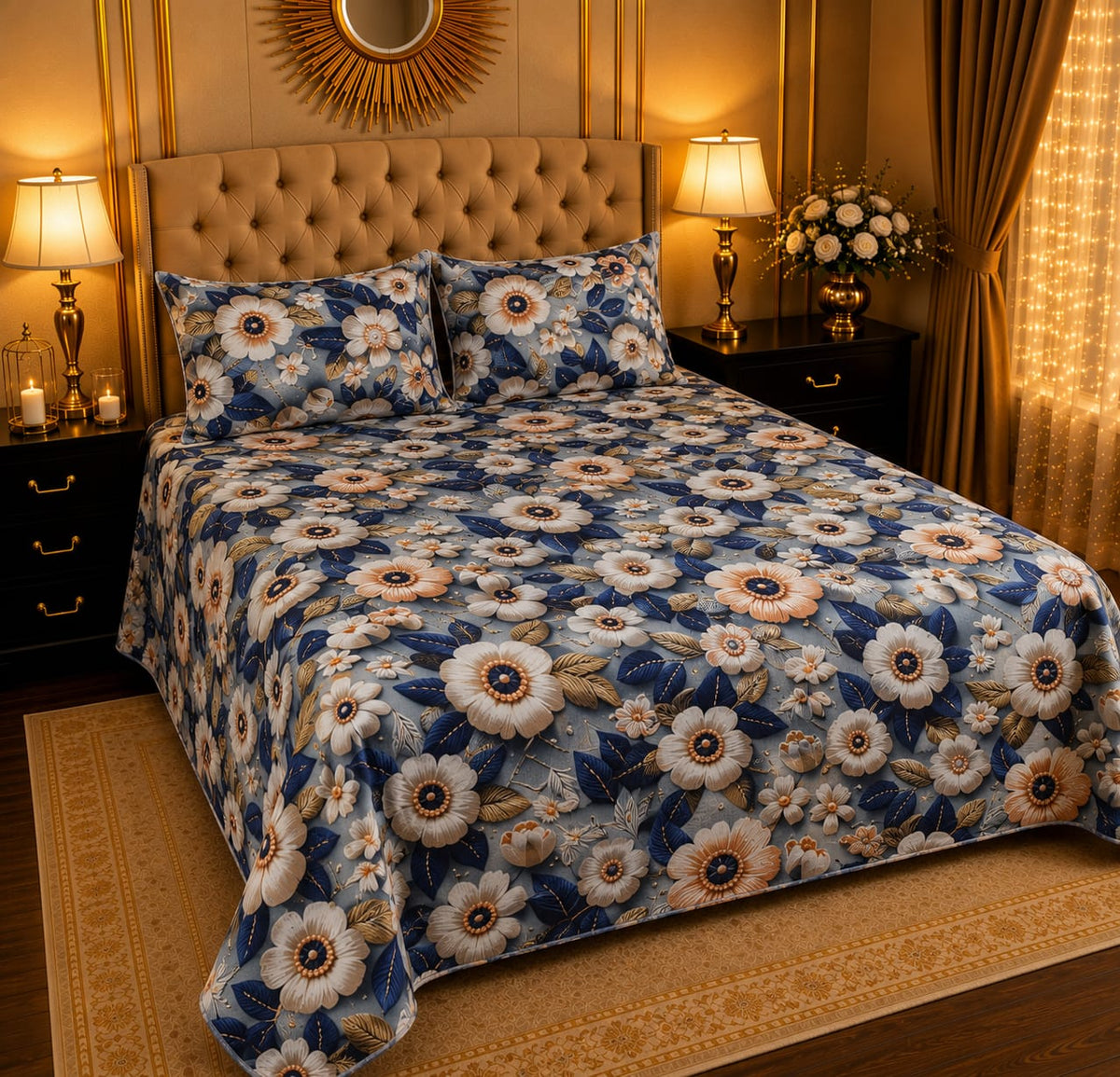 Premium Printed 5D Imported Bedsheet -DH57