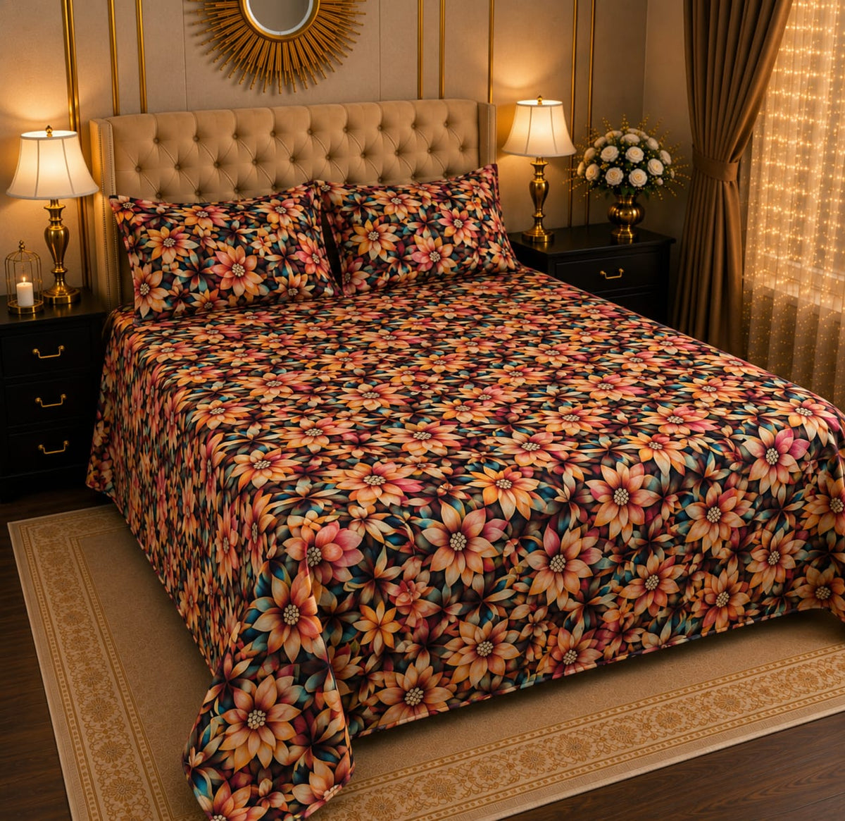 Premium Printed 5D Imported Bedsheet -DH61