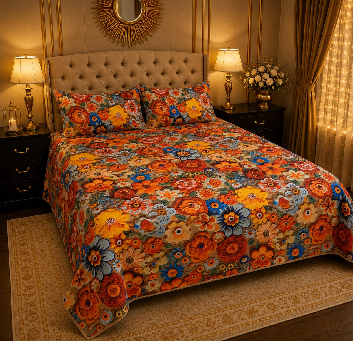 Premium Printed 5D Imported Bedsheet -DH62